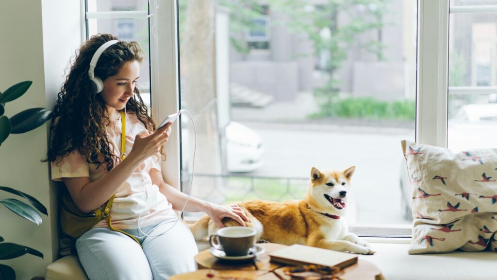 Woman holding smartphone